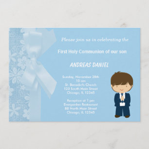Invitación Flores azules Santa Comunión