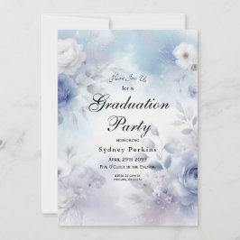 Invitación Flores azules suaves y niebla de lavanda