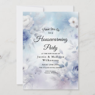 Invitación Flores azules suaves y niebla de lavanda