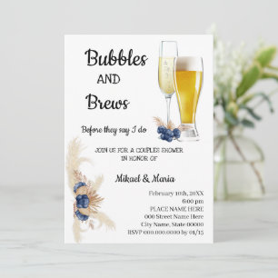 Invitación Flores azules turbias burbujas y breves duchas de 