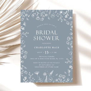 Invitación Flores azules turbias dudosas duchas de novias