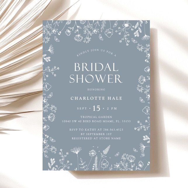 Invitación Flores azules turbias dudosas duchas de novias (Subido por el creador)