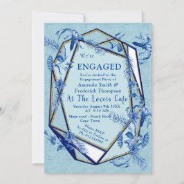 Invitación Flores azules verde azuladas sobre un respaldo tex