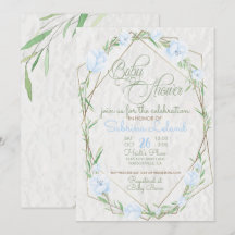 Flores azules Verdor Terrario Baby Shower