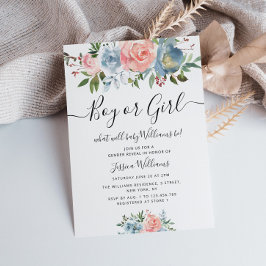 Invitación flores azules y azules revelan el género de los be