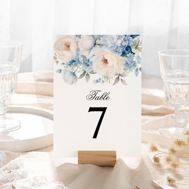 Invitación Flores azules y blancas número de tabla Boda (Subido por el creador)