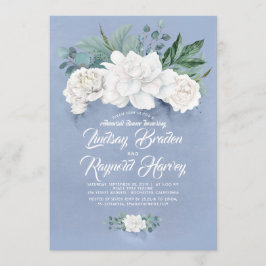 Invitación Flores azules y blancas polvorientas