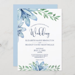 Invitación Flores azules y Boda de la vegetación