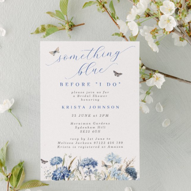 Invitación Flores azules y mariposas ducha de novias (Subido por el creador)