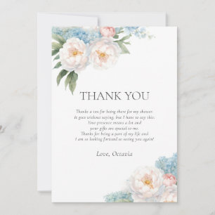 Invitación Flores azules y rosas suaves ducha de novia clásic