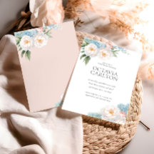 Flores azules y rosas suaves ducha de novia clásic