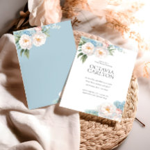 Flores azules y rosas suaves ducha de novia clásic