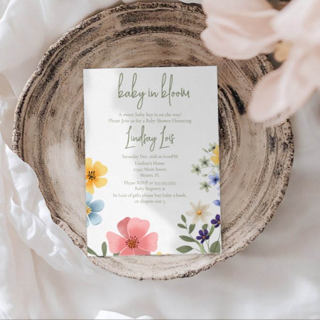 Invitación Flores Baby in Bloom para Baby Shower (Subido por el creador)