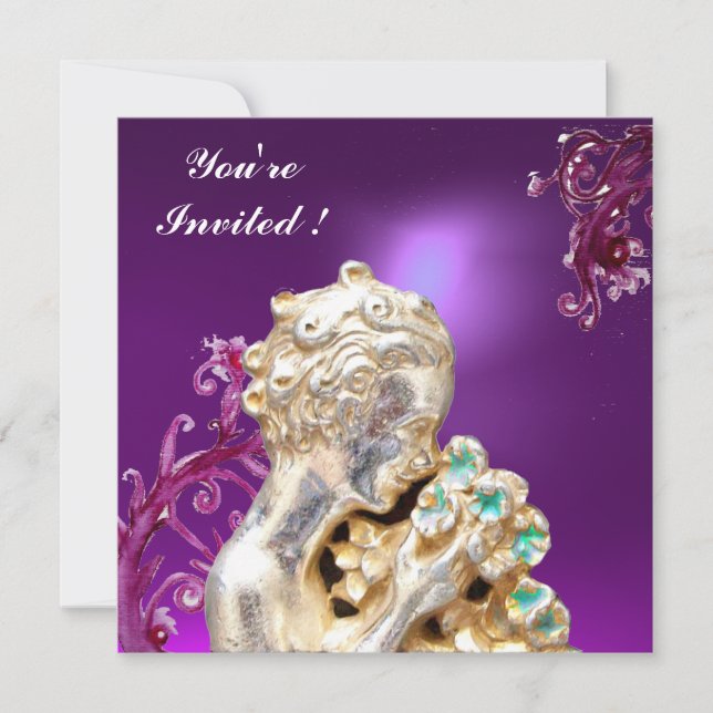 Invitación Flores Bañeras Rosadas En Azul, Morado Dulce 16 Fi (Anverso)