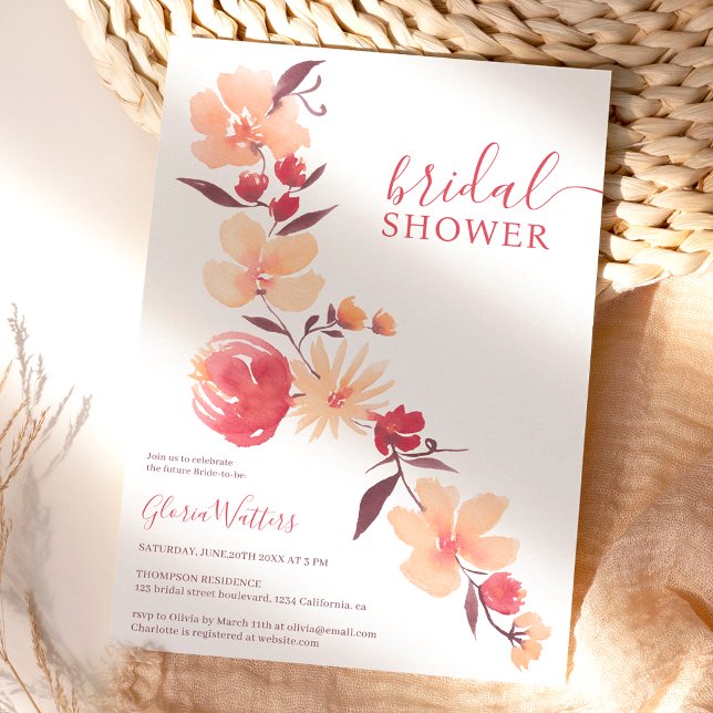 Invitación Flores beige de terracota moderna caen en la ducha (Subido por el creador)