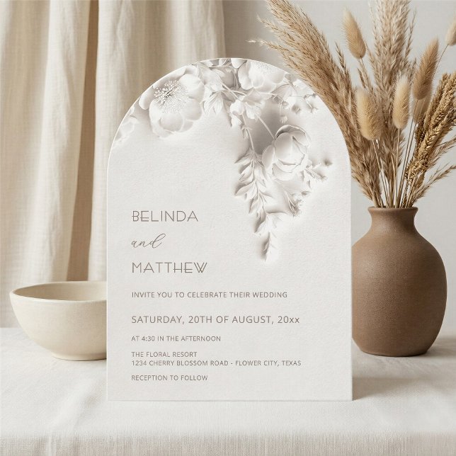 Invitación Flores Blancas 3D Rosas Boda Casual (Subido por el creador)