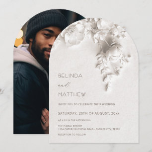Invitación Flores Blancas 3D Rosas Bodas Casuales