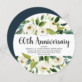 Invitación Flores blancas 60.º 65.º 70° aniversario Boda