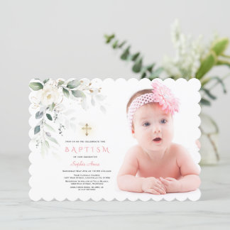 Invitación Flores blancas abandonan a Chica de fotografía bau