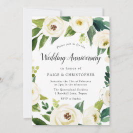 Invitación Flores Blancas Aniversario de Boda Todos los Años