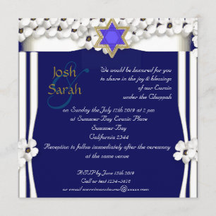 Invitación Flores blancas boda judío