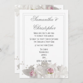 Invitación Flores blancas boda mínimo
