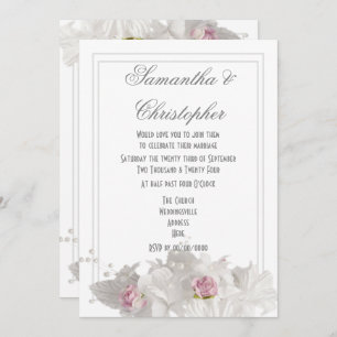 Invitación Flores blancas boda mínimo