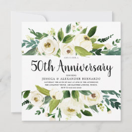 Invitación Flores Blancas Bodas de Oro 50 Aniversario de Boda