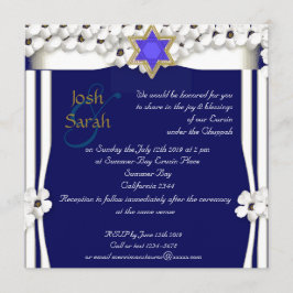 Invitación Flores blancas chuppah boda judío