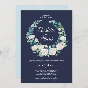 Invitación Flores blancas clásicas   Boda militar de Wreath C