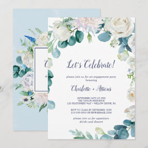 Invitación Flores blancas clásicas celebremos