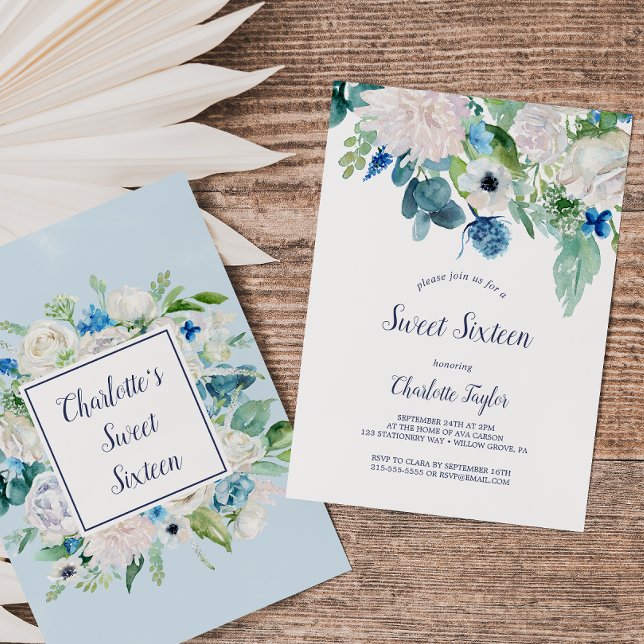 Invitación Flores blancas clásicas dulce fiesta de cumpleaños (Subido por el creador)