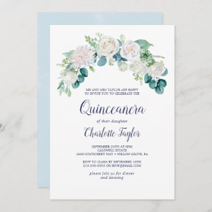 Invitación Flores blancas clásicas Quinceañera
