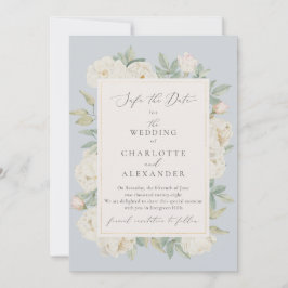 Invitación Flores blancas color agua, azul claro salvan la fe