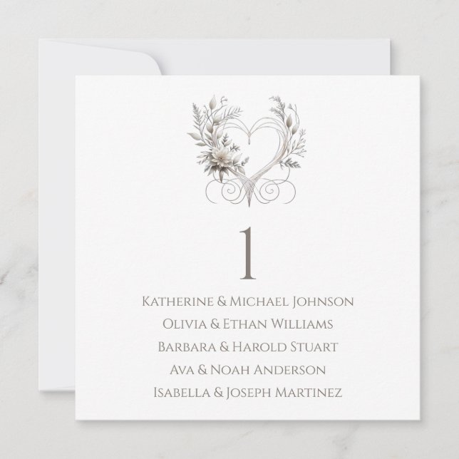 Invitación Flores blancas con una tabla de asientos de Boda c (Anverso)