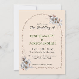 Invitación Flores blancas de boda de invierno simple