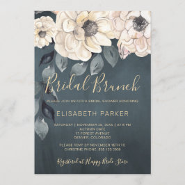 Invitación Flores blancas de brunch de novia guión de ducha d
