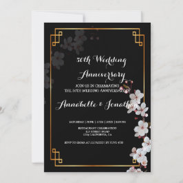 Invitación Flores blancas de cerezo y aniversario de oro de F