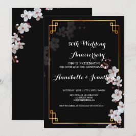 Invitación Flores blancas de cerezo y aniversario de oro de F