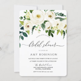 Invitación Flores blancas de champán Ducha nupcial elegante