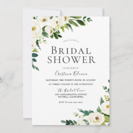 Invitación Flores blancas de champán Ducha nupcial elegante