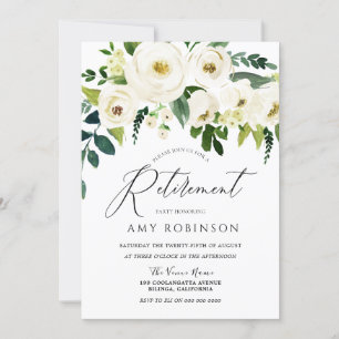 Invitación Flores blancas de champán Fiesta elegante de jubil