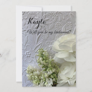 Invitación Flores blancas de fondo grabado en relieve