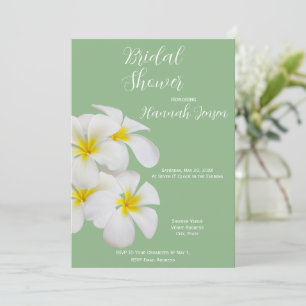 Invitación Flores blancas de Frangipani, en sabio, novia
