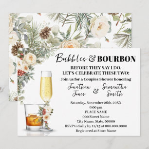 Invitación Flores Blancas de Invierno Burbujas y Bourbon Show