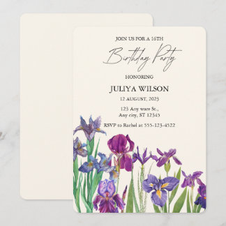 Invitación Flores blancas de Iris Cumpleaños 