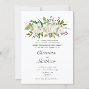 Invitación Flores blancas de jardín antiguo Elegante boda