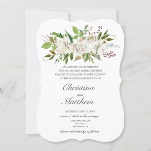 Invitación Flores blancas de jardín antiguo Elegante boda