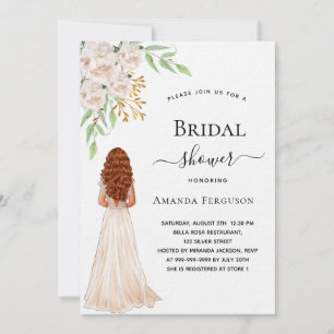 Invitación Flores blancas de novia ducha de novia de lujo ver