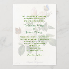 Invitación Flores blancas de rosa vintage boda cristiana